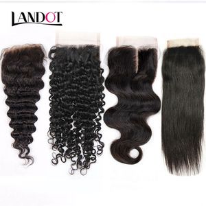 Brazilian Lace Closure 4x4 Size Brazilian Straight Body Wave Loose Deep Kinky Curly Virgin Human Hair Closure Pieces Natural Color Closures