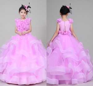 Girl's Pageant Dresses High Quality New Girls Dress Skirt Pink Girl Piano Performance Catwalk Dress