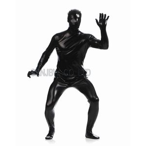 Hurtownia-dorosłych Męskie Faux Skórzane Metalowe Czarne Jasne Pełna Skóra Zentai Cosplay Costume Halloween Suit Bodysuit Unitard Leotard