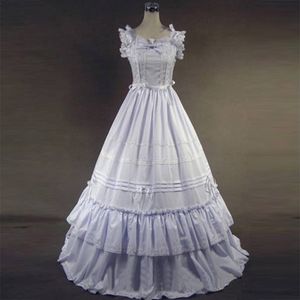 2024 White Cotton Gothic Victorian Party Dress 18th Century Marie Antoinette Period Princess Dress Ball Gowns For Women