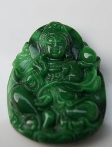 Manual sculpture foot green jade guanyin bodhisattva. Talisman necklace pendant