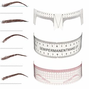 6pcs Eyebrow Grooming Stencils Plastic Ruler Tattoo Cosmetic Shaping Tool Beginers Practice Template Reusable Permanent Makeup