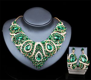 Colar de colar de jóias artificiais Brincos de colar de jóias conjuntos de casamentos colar de pingente de cristal de casamento de casamento