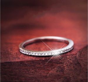 PAVE Setting Luxe Sieraden Vintage Soild Sterling Silver Topaz CZ Diamond Wedding Engagement Band Ringen voor vrouwen Maat Nooit vervagen
