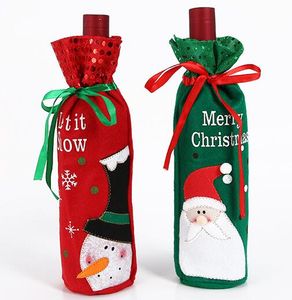 كيس النبيذ عيد الميلاد مع الترتر سانتا كلوز ثلج زجاجة النبيذ عيد الميلاد الحلي الإبداعية المطرزة حرية الملاحة FP01