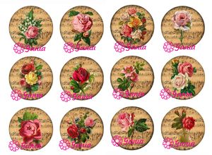 New Arrival DIY 18mm Cabochon Glass Stone Buttons Cabochon Vintage Music Rose Buttons for Snap Jewelry Bracelet Necklace Ring Earrings