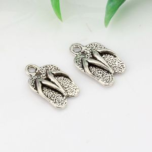 MIC 250pcs Ancient silver Alloy Flip Flop Charm Pendant DIY jewelry 9x15mm