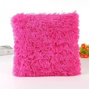 Soft Plush Shaggy Solid Color Throw Pillow Covers Cushion Case Decorative Pillow Case Plain Blue Red Coffee216S