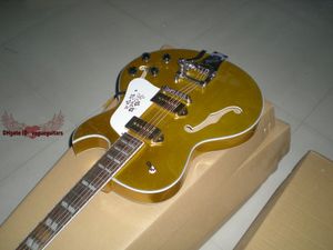 Commercio all'ingrosso classico vuoto di alta qualità della chitarra di jazz di Goldtop più nuovo del negozio su ordinazione