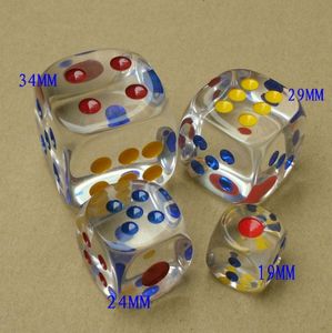 34mm Big Size Crystal 6 Sided Dadi Dadi trasparenti Clear Kids Party Games Bambini Educational Toy Drink Gioco Buon prezzo Alta qualità # N22