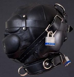 Fetish Leather Bondage Hood Sex Slave Mask BDSM Leather Sex Toys For Couples Black