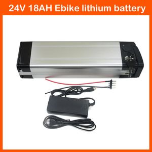 Batteria al litio da 700 W 24 V Pacco batteria da 24 V Batteria per bici elettrica da 24 V 18 Ah con caricabatterie da 29,4 V 3 A e scarico inferiore BMS da 30 A