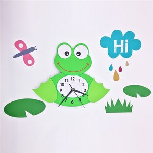 3D животных настенные часы лягушка шаблон Тихий кварцевые часы движение легко читать дома / офиса / школьные часы Часы