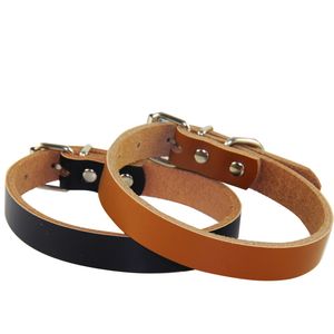 Hot sale Dog accessories Real Cowhide Leather Dog Collars 2 colors 4 sizes Wholesale Free shipping