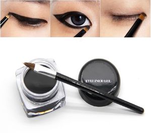 Nyanlända Skönhet Vattentät Eyeliner Shadow Gel Eye Liner Makeup Kosmetisk + Borste Svart