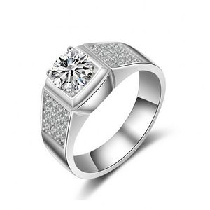 Vecalon Classic Fashion ювелирные изделия ручной работы свадьба кольцо для мужчин 1CT CZ Diamond 925 стерлинговый серебристый серебро