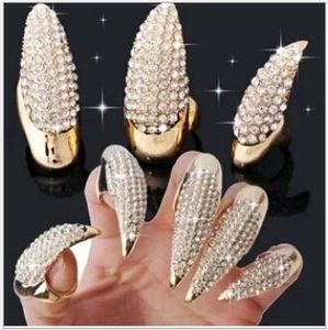 CZ Diamond Nail anelli esagerato Fashion Punk Cat Fairy Nail Wraps Sharp ArtAws Arts Long Nails Phumm Thumb Anelli per le donne