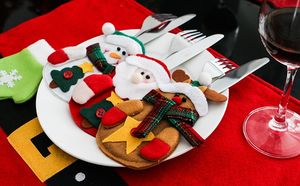 Oggetti di scena di Natale Coltelli Borsa per la gente Stoviglie di Babbo Natale Posate per abiti Tasche Borsa Decorazioni per la cena in cucina di Natale