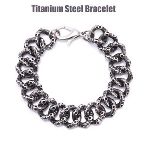 Personality Vintage Titanium Steel Skull Twisted Chains Bracelet Wristbands Brace lace Male Punk Jewelry High Quality 22cm*1.5cm