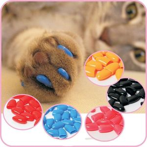 20pcs /ロットカラフルな柔らかいペット犬猫子猫の足の爪コントロールネイルキャップカバーペットアクセサリーサイズXS S M L XL XXL H210732