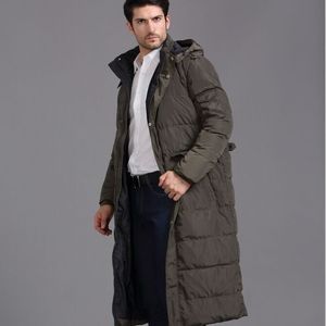 NUOVI uomini bianco piumino d'anatra parka inverno x giacca lunga con cappuccio cappotto spesso caldo cappotto da neve all'aperto frangivento taglie forti 4xl nero verde militare