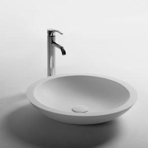 Lavabo da bagno in pietra di superficie solida sopra il lavabo da appoggio con vasca rotonda per lavanderia RS3856