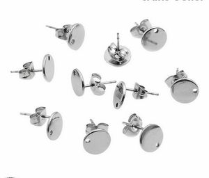 Lot 30set 10mm Surgical Stainless Steel Round Stud Earrings Finding Supplies Stopper Silver DIY Jewelry Finding & Components