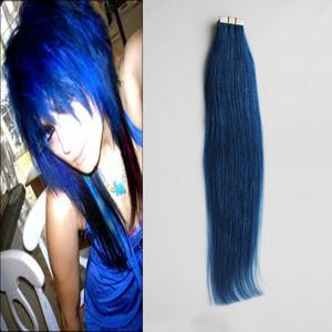 Fita azul em extensões do cabelo humano Não-Remy Cabelo Liso Brasileira 30g 40g 50g 60g 70g Trama Da Pele pacotes de cabelo humano 20 pcs