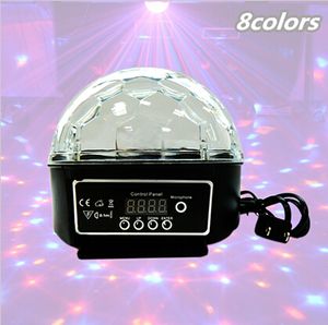 LED Magic Crystal Ball Lamp Disco Lights 24W Ljudkontroll Stage Ljus 8 Färger 3 Modes Laser Bröllopsfestlampa