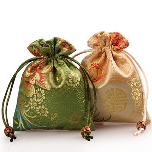 Thicken Crisântemo pequeno Jewelry Gift Bag Silk Brocade embalagem Pouch Lavender Spice Saquinho Perfume Maquiagem ferramentas de armazenamento de bolso 3pcs / lot