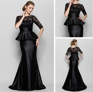 Elegante mamãe longa laço meia manga mãe traje formal sereia jóias decote varrer vestidos de festa de trem para mulheres plus size vestidos de mãe