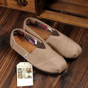 Dorp Shipping Linne Multi Casual Mode Kvinnor Män Skor Flat Platform Lata Andningsbara Espadrilles Kanfastryck 2Colors