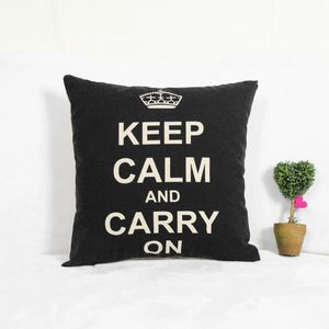 Crown Print Pillowcase Home Decor Linen Cotton Blended Crown Cushion Cover Keep Calm And Carry On Throw Pillow Case Black White