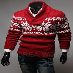 Sport -Mens tröjor Casual Pullover Brand Men Christmas Snowflake Sweater Pullovers Sticked Man 2024 Hot Sale