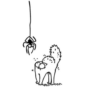 ingrosso Funny Cartoons-6 cm Spider spaventato Simon s Cat Cat Cartoon Car Sticker Funny Animal Window Decorazione Decalcomania C4
