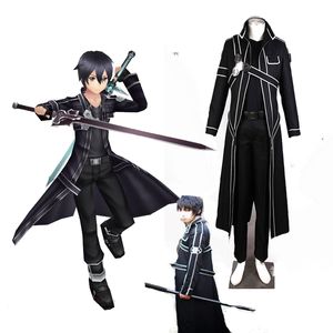 Högsta kvalitet Sword Art Online Kirito Anime Cosplay Kostym Jul Full Set Black Handgjorda Costom Made