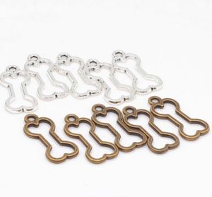 200 pcs Antique Prata Bronze Dog Bones Charms Pingentes Jóias Fazendo 25x11mm