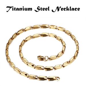 Einfaches Schmuckhalsband für Herren, Joyas Titanstahl, hochglanzpoliert, für Herren, Modeketten, Halskette, Gold, 60 cm, 0,3 cm/0,4 cm/0,5 cm