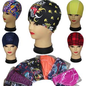 Have Stock Nylon And Spandex Multi Colors And Designs Men's Kid's Swimming Caps Have Elastic Free Size Color Random