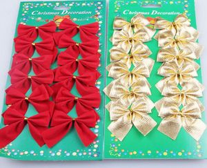 Julgran båge tre färger väljer dekoration Baubles Merry Xmas Party Garden Bows Ornament Tyg Använd CB002
