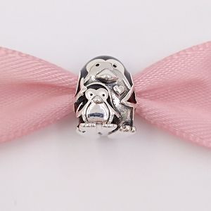 Andy Jewel authentischer Pinguin-Familien-Charm aus 925er-Sterlingsilber mit Perlen, passend für europäische Pandora-Schmuckarmbänder und Halsketten 791404EN60