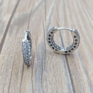 Серьги-кольца Studs Hearts Of Pandora, аутентичные стерлингового серебра 925 пробы, подходят для ювелирных изделий-гвоздиков в европейском стиле, Andy Jewel 296317CZ