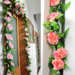 240 cm Faux Soie Roses Ivy Vigne Fleurs Artificielles avec des Feuilles Vertes Pour La Décoration De Mariage à Domicile Suspendus Guirlande Décor