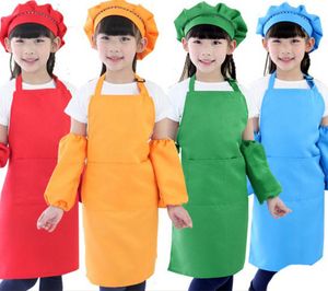 10 colori Grembiuli per bambini Pocket Craft Cooking Baking Art Painting Kids Kitchen Dining Bib Kitchen Supplies