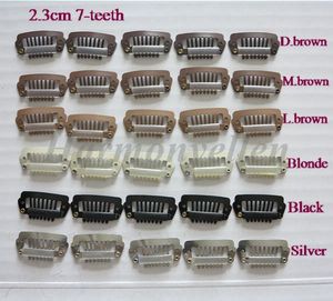100 adet / grup 2.3 CM 7 Diş Saç Uzantıları Peruk ve Atkı için Siyah Yapış Klipler