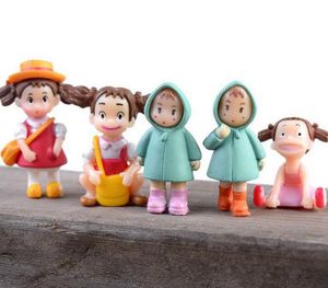 Simpatiche figurine di ragazze dei cartoni animati miniature di giardini fatati gnomi muschio terrari mestiere di resina per la decorazione domestica casa delle bambole fai da te