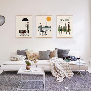 Mild Art Drawing London New York Paris Set Modern Abstract Fashion Pop City Poster Print Living Room Bedroom Home Wall Decor Canvas Painting