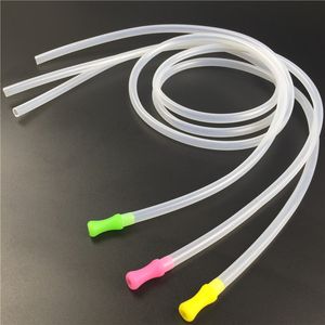 Silicone straw mouthpiece water smoking pipes with hookah 5mm*7mm outside diameter clear plastic tube 85mm colorful accessorie