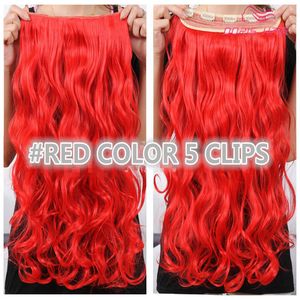 Najlepsza Sprzedaż 30Color Clip In Hair Extension 5clips One Kawałki 130g Full Head Body Wave Red Brown Blond W magazynie Włosy Syntetyczne Darmowa Wysyłka