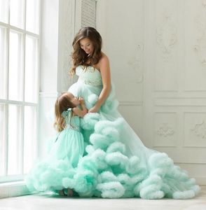 Mint Green Gorgeous Prom Dresses Handmade Ruffles ash Beads Crystals Celebrity Pageant Dress For Teens Tulle Layered Beach Evening Gowns